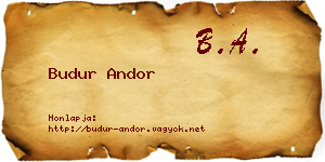 Budur Andor névjegykártya